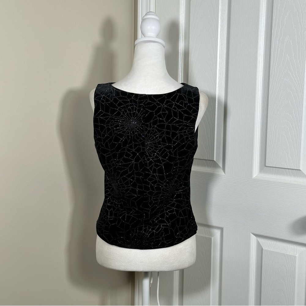 Vintage Another Tyme Velvet Floral Sleeveless Blouse size Large - Picture 8 of 8